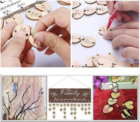 Grandma Mom Gifts from Daughter Son, Wooden Family Birthday Reminder Calendar Board Wall Hanging Tracker Plaque, Best Mothers Day Present for Parent in Kuwait