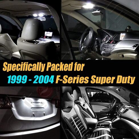 طقم إضاءة LED داخلي للسيارة 14 قطعة أبيض فائق 6000k متوافق مع 1999-2004 Ford F-Series F250/F350/F450/F550 Super Duty in Kuwait