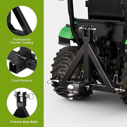 AUTOSAVER88 3 Point Hitch Receiver with 2" Receiver Trailer Hitch for Tractor Quick Hitch Drawbar Category 1 Attachments Fit for Kubota, John Deere,Kioti, Yanmar,NorTrac, BX, LM25H, WLM Tractor, Black in Kuwait
