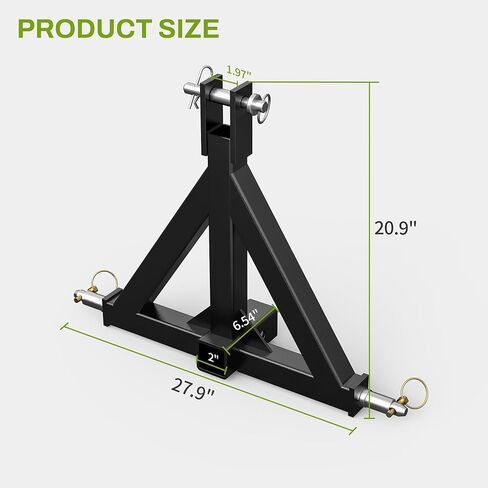 AUTOSAVER88 3 Point Hitch Receiver with 2" Receiver Trailer Hitch for Tractor Quick Hitch Drawbar Category 1 Attachments Fit for Kubota, John Deere,Kioti, Yanmar,NorTrac, BX, LM25H, WLM Tractor, Black in Kuwait