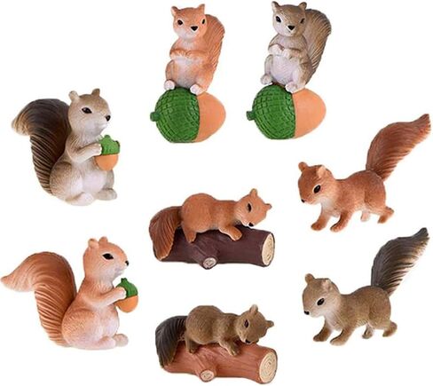 8 Pcs Squirrel Figures Animal Character Toys Cake Toppers, Squirrel Fairy Garden Miniature Figurines Collection Playset Christmas Birthday Gift Desk Decorations in Saudi Arabia
