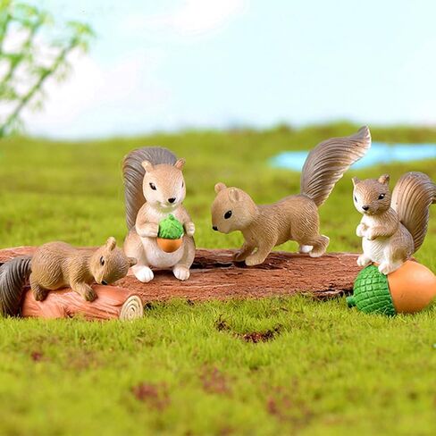 8 Pcs Squirrel Figures Animal Character Toys Cake Toppers, Squirrel Fairy Garden Miniature Figurines Collection Playset Christmas Birthday Gift Desk Decorations in Saudi Arabia