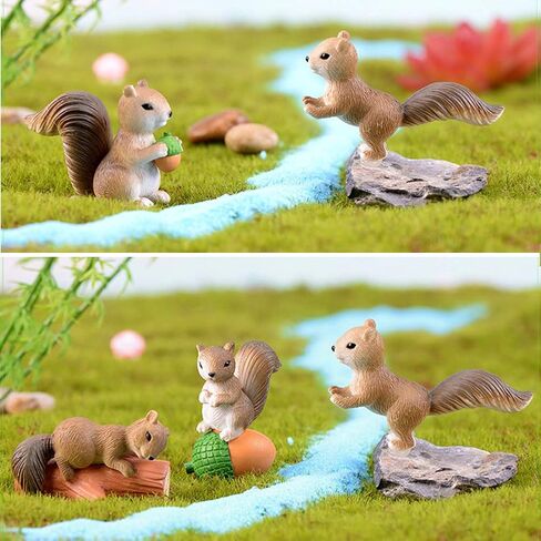 8 Pcs Squirrel Figures Animal Character Toys Cake Toppers, Squirrel Fairy Garden Miniature Figurines Collection Playset Christmas Birthday Gift Desk Decorations in Saudi Arabia