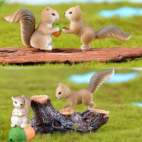 8 Pcs Squirrel Figures Animal Character Toys Cake Toppers, Squirrel Fairy Garden Miniature Figurines Collection Playset Christmas Birthday Gift Desk Decorations in Saudi Arabia