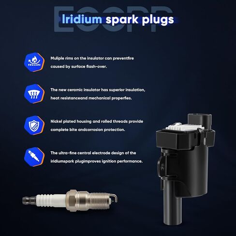 ECCPP UF262 8 Ignition Coils wilth & 3186 SP1020 8 Iridium Spark Plugs & 78736718063 8 Wires coils packs for Cadillac Escalade 5.3L 2002-2005, for Escalade 2002-2006,for Escalade ESV 2003-2006 6.0L in Kuwait