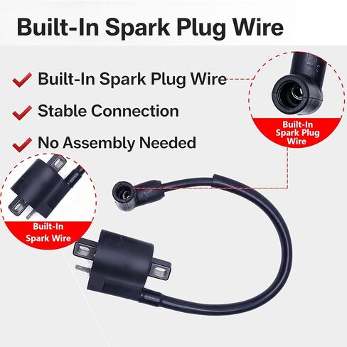 Ignition Coil with Spark Plug Wire for CG125 125cc 150cc 200cc 250cc ATV Pit Bike Dirt Bike Scooter Go Kart, High Output Ignition Coil Replacement Compatible with Taotao Coolster Roketa Sunl SSR in Saudi Arabia