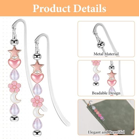 24 Pcs Beadable Bookmarks Bulk DIY Metal Blank Bookmarks to Decorate Beadable Items Beaded Craft Jewelry Bar Pendant Charm Gifts Office Supplies for Book Lover (Silver) in Saudi Arabia