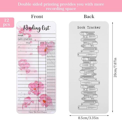 Tyqour 12 PCS Reading List Bookmark Library Cards Pink Reading Bookmark Bulk Bookmarks for Gifts and Literary Supplies for Reading Enthusiasts in Kuwait