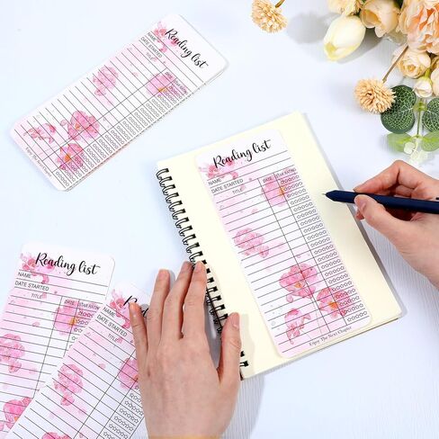 Tyqour 12 PCS Reading List Bookmark Library Cards Pink Reading Bookmark Bulk Bookmarks for Gifts and Literary Supplies for Reading Enthusiasts in Kuwait