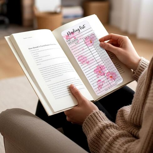 Tyqour 12 PCS Reading List Bookmark Library Cards Pink Reading Bookmark Bulk Bookmarks for Gifts and Literary Supplies for Reading Enthusiasts in Kuwait