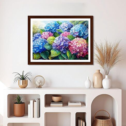 EMIEAUFG Hydrangea Diamond Art Kits for Adults, Hydrangea Flower Diamond Painting Kit for Kids and Beginners, 5D Round Full Drill Craft, Home Wall Decor 12" x 16" in Kuwait