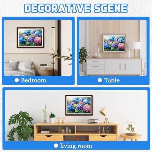 EMIEAUFG Hydrangea Diamond Art Kits for Adults, Hydrangea Flower Diamond Painting Kit for Kids and Beginners, 5D Round Full Drill Craft, Home Wall Decor 12" x 16" in Kuwait