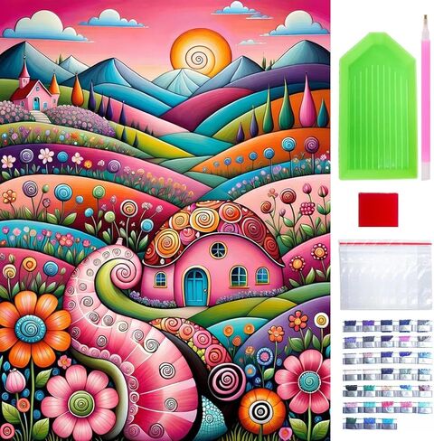 5D Diamond Art Painting, DIY Round Diamond Painting Kits for Adults Beginners, Crystal Rhinestones for Home Wall Decoration Gift,11.8×15.7in in Kuwait
