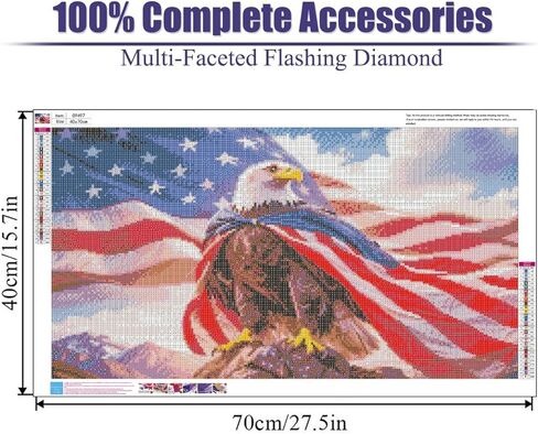 Mrnsiet Independence Day Diamond Art Kits for Adults, 5D Large Eagle Diamond Painting Kits for Beginners, DIY Animal Full Round Easy Diamonds Dot Gem Art Crystal for Home Wall Decor 15.74x27.55inch in Saudi Arabia