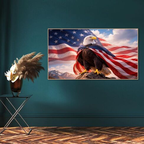 Mrnsiet Independence Day Diamond Art Kits for Adults, 5D Large Eagle Diamond Painting Kits for Beginners, DIY Animal Full Round Easy Diamonds Dot Gem Art Crystal for Home Wall Decor 15.74x27.55inch in Saudi Arabia