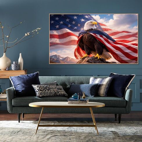 Mrnsiet Independence Day Diamond Art Kits for Adults, 5D Large Eagle Diamond Painting Kits for Beginners, DIY Animal Full Round Easy Diamonds Dot Gem Art Crystal for Home Wall Decor 15.74x27.55inch in Saudi Arabia