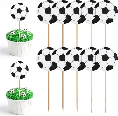 48PCS Soccer Cake Topper, Soccer Cupcake Toppers, Football Theme Cake Decorations, Sports Party Supplies for Kids Birthday Baby Shower in Kuwait