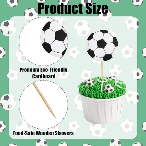 48PCS Soccer Cake Topper, Soccer Cupcake Toppers, Football Theme Cake Decorations, Sports Party Supplies for Kids Birthday Baby Shower in Kuwait