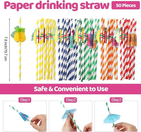 Aodaer 200 Pieces Hawaiian Cocktail Picks Accessories Drink Umbrella Straws, Umbrella Toothpicks, Decoration Picks for Aloha Tropical Hawaiian Luau Party Decorations in Kuwait