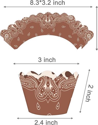 Western Cupcake Liners Cowboy Party Cupcake Decoration 16Pcs Wild West Cupcake Wrappers Rodeo Cake Decorations for Brown Hoedown Theme Birthday Bachelorette Baby Shower Party Supplies in Saudi Arabia