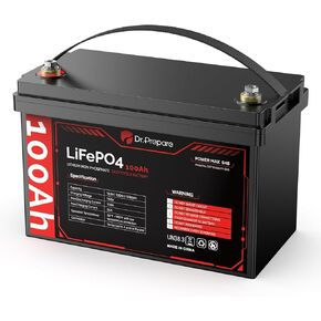 DR.PREPARE 12V 100AH LiFePO4 Battery, Deep Cycle Lithium Battery for RV, Camping, Trolling Motor, Travel & Power Storage, 12 Volt 100ah Rechargeable Battery for Fish Finder, Boat & Camper Accessories in Kuwait