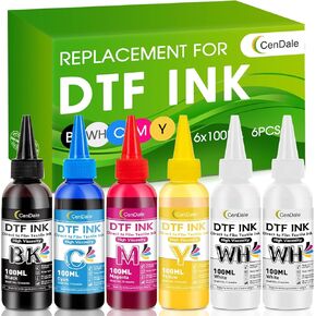 CenDale DTF Ink 600ML - Upgraded 3.0-5.0 cP Viscosity DTF Transfer Ink for Epson ET-8550 XP-15000 L1800 L805 R1390 R2400 1430 DTF Printers, Heat Transfer Printing to DTF Film, No Sediment in Saudi Arabia