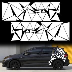 2pcs 53 * 17" Universal Triangles Car Decals Vinyl Auto DIY Car Body Side Sticker Graphics Racing Sports Accessories Exterior Decoration for Truck SUV Off-Road Vehicles (Triangle, Black) in Saudi Arabia