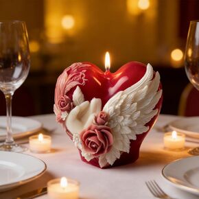 Heart Candle Mold, Love Heart Wing Silicone Candle Molds for Candles Making Resin Casting Aromatherapy Candles Handmade Wax Home Decor, Wedding Valentine's Day Gifts in Saudi Arabia