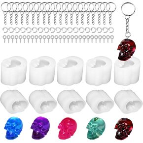 3D Skull Resin Molds, 10 Pcs Mini Cute Tortoise Candle Making Mold Halloween Skull Head Epoxy Resin Mold with Key Rings for Resin Craft DIY in Saudi Arabia