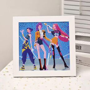 Ugecl K Pop Demon Hunters 5D Diamond Painting Kit with Wooden Frame Easy Small Stitch Diamond Painting Full Drill Diamond Art Gem Painting for Beginners 7X7 inch in Saudi Arabia