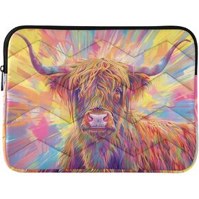Quilted Laptop Sleeve,Bumps and Scratches,Long Hair Highland Cow Laptop Protective Case for 13-14 inch MacBook Air/MacBook Pro, Notebook, Chromebook Computer in Saudi Arabia