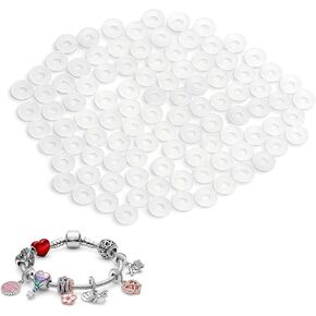 100Pcs Stopper Charms Compatible with Pandora, 6mm Charm Bracelet Spacers,Silicone Beads Stopper Spacer Locating Compatible with Pandora Bracelets in Saudi Arabia