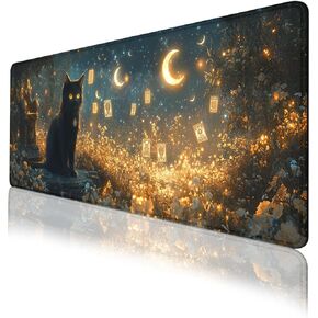 Tarot Cards Gaming Mouse Pad, Crescent Moon Mysterious Black Cat Desk Mat, Non-Slip XL Computer Big Mouse Mat with Keyboard Pad for Work, Gamer, Office, Home 31.5 x 11.8 inch in Saudi Arabia