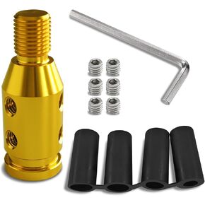 Car Shift Knob Adapter, Aluminum Alloy Automatic Shifter Adapter, M12×1.25 Car Gear Shifter Lever Adapter for Non-Threaded Shifters, Manual Shifter Knob Accessories for Cars Trucks (Gold) in Saudi Arabia