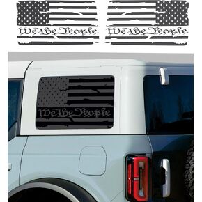 Compatible with Ford Bronco 2021-2026 (4 Door) | Precut Eagle American Flag Window Decals | Both Side | Proudly Made in The US | Matte Black (We The People US Flag Distressed) in Saudi Arabia