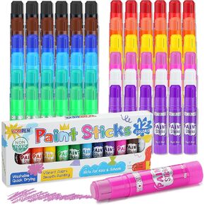 Tempera Paint Sticks for Kids & Artists,72 Pack 12 Vibrant Color,Non-Toxic,Quick Drying,Classic Rainbow Colors,Washable Solid Paint Crayons,Ideal for School Classroom Art Projects & DIY Crafts in Saudi Arabia