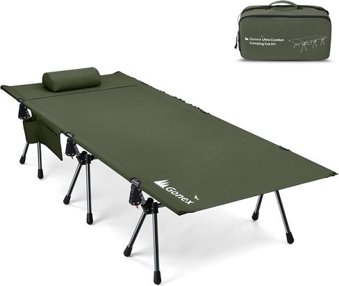 Gonex Camping Cot, Portable Ultralight Folding Camping Cot Supports 350lbs 74.8"x27.5"x15.7"/5.9" Height Adjustable with Cot Leg Extenders, Cot for Camping, Travel,Beach, Home (Black,1PCS) in Saudi Arabia