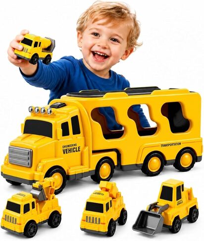 Bennol Toddler Trucks Toys for Boys Age 3-5, 5 in 1 City Car Truck for Toddlers Boys Girls 3 4 5 6 Years Old, Toddler Boy Toys Christmas Birthday Gift Car Sets with Light Sound in Saudi Arabia