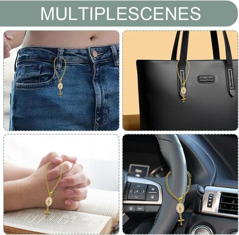 Steering Wheel Rosary Charm Accessory, Steering Wheel Chain, Catholic Hanging Rosary Cross for Car, Car Decoration Accessories Rearview Mirror Hanging Ornament Fit for Women Men (White) in Saudi Arabia