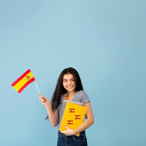 CupaPlay 500 Pieces Spain Spanish Labels Roll Stickers-Spain Flag Birthday Party Supplies Decorations Favors Jar Containers Letter DIY Sticker Happy Spain's Day Labels Decals in Kuwait