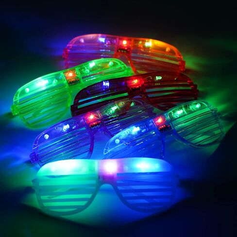 12 pieces Flashing LED Light up Slotted Shutter Sunglasses Shades Party Favors Bag Fillers (12) in Saudi Arabia