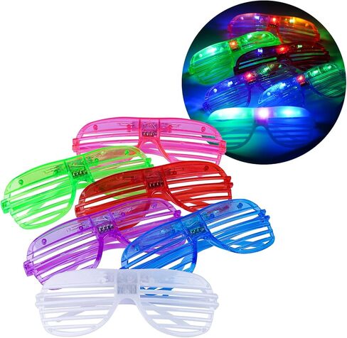 12 pieces Flashing LED Light up Slotted Shutter Sunglasses Shades Party Favors Bag Fillers (12) in Saudi Arabia