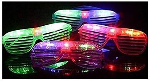 12 pieces Flashing LED Light up Slotted Shutter Sunglasses Shades Party Favors Bag Fillers (12) in Saudi Arabia