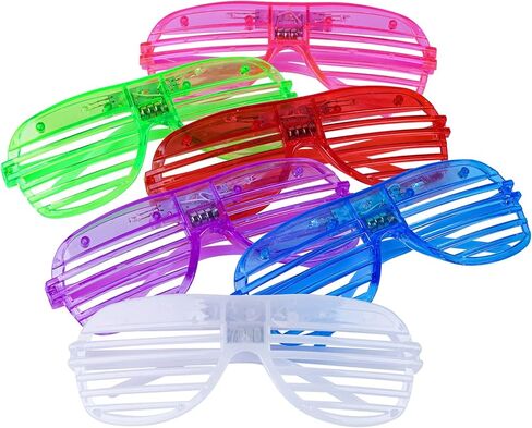 12 pieces Flashing LED Light up Slotted Shutter Sunglasses Shades Party Favors Bag Fillers (12) in Saudi Arabia