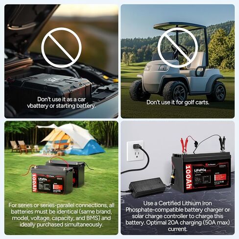 DR.PREPARE 12V 100AH LiFePO4 Battery, Deep Cycle Lithium Battery for RV, Camping, Trolling Motor, Travel & Power Storage, 12 Volt 100ah Rechargeable Battery for Fish Finder, Boat & Camper Accessories in Kuwait