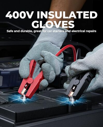 YaberAuto 4500A بطارية السيارة مع ضاغط هواء وقفازات، جهاز تشغيل السيارة المحمول مع منفاخ إطارات 150 رطل لكل بوصة مربعة، صندوق القفز 12 فولت (9 لتر غاز/8 لتر ديزل)، كابلات قافزة، شحن سريع 18 وات، ضوء 600 لومين in Kuwait