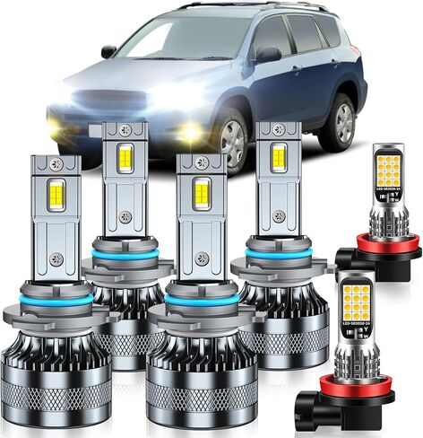 Compatible with 2016-2019 Toyota RAV4 Fog Light Bulbs, High/Low Beam Fog Light Bulbs Combo, 600% Brightness, 6000K White and 3000K Yellow, Pack of 4 in Saudi Arabia