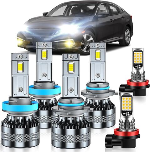 Compatible with 2016-2019 Toyota RAV4 Fog Light Bulbs, High/Low Beam Fog Light Bulbs Combo, 600% Brightness, 6000K White and 3000K Yellow, Pack of 4 in Saudi Arabia