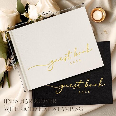 Lanpn Wedding Guest Book 2026 - Linen Hardcover Polaroid Guestbook Wedding Reception for Sign in and Photos - 108 Blank Pages Guest Book for Bridal Shower Baby Shower Wedding Party (Cream) in Saudi Arabia