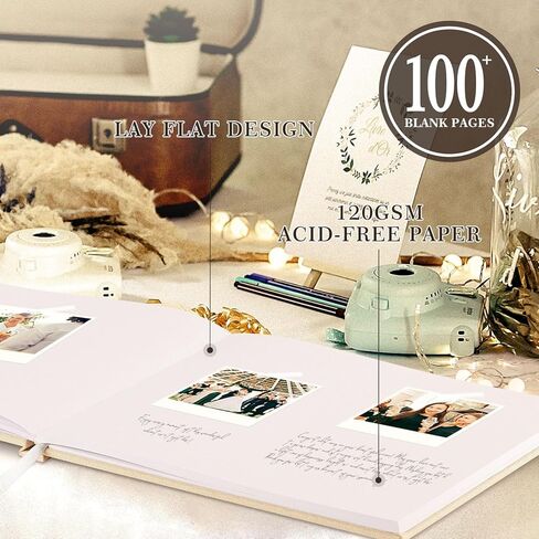 Lanpn Wedding Guest Book 2026 - Linen Hardcover Polaroid Guestbook Wedding Reception for Sign in and Photos - 108 Blank Pages Guest Book for Bridal Shower Baby Shower Wedding Party (Cream) in Saudi Arabia